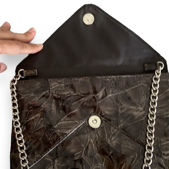 Jessica McClintock Evening Bag Envelope Chain Strap Brown - Picture 3 of 7